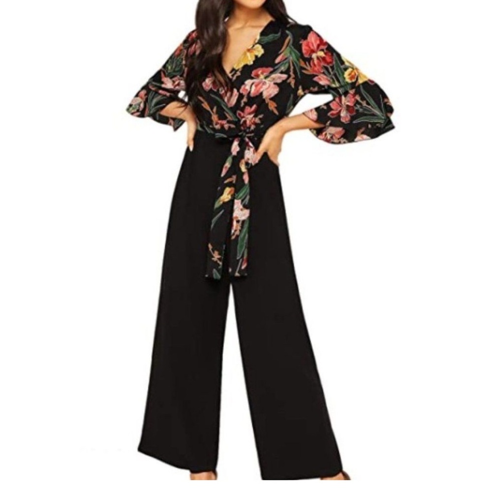 SweatyRocks V Neck High Waist Romper Jumpsuit